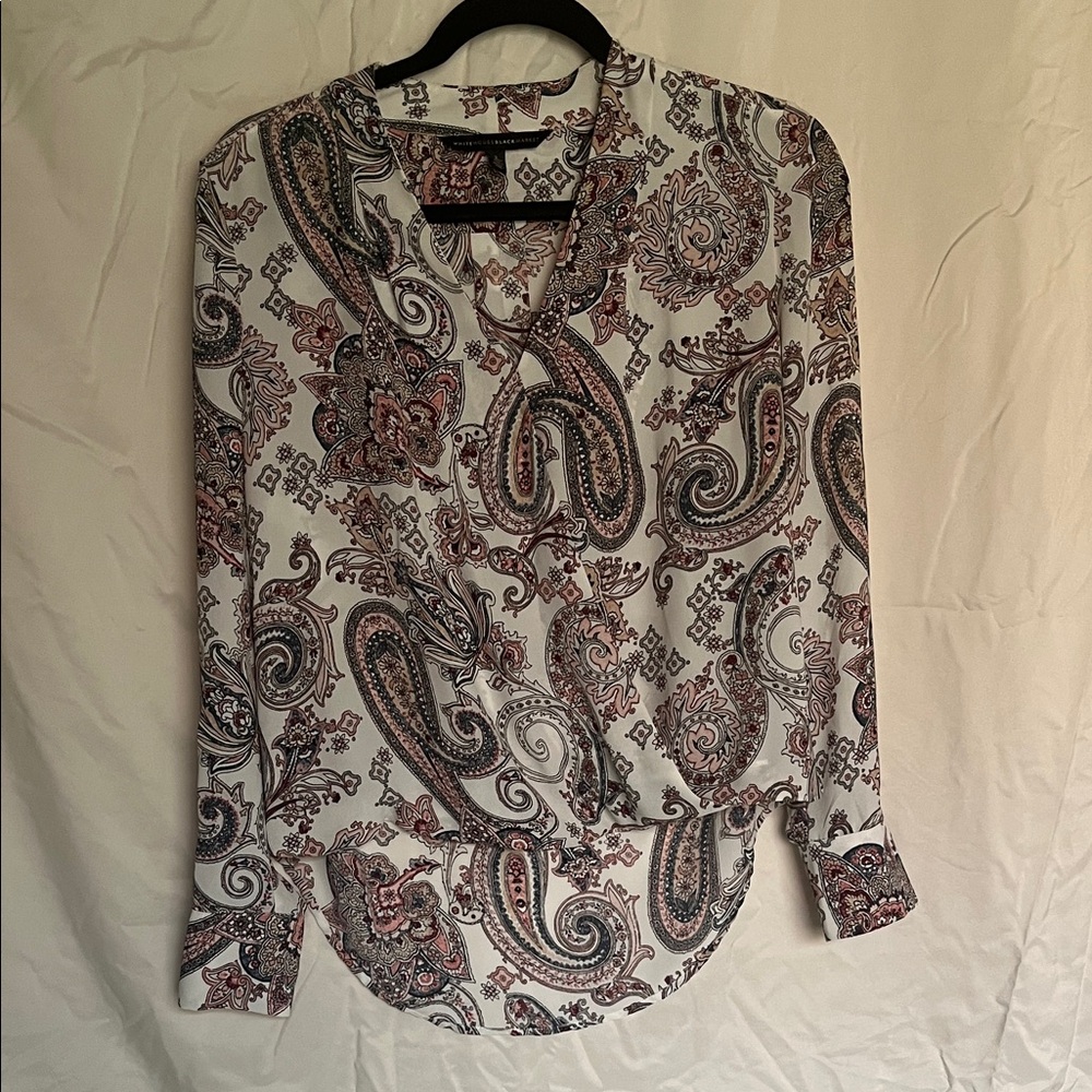 White House Black Market Paisley Blouse - Black and Brown